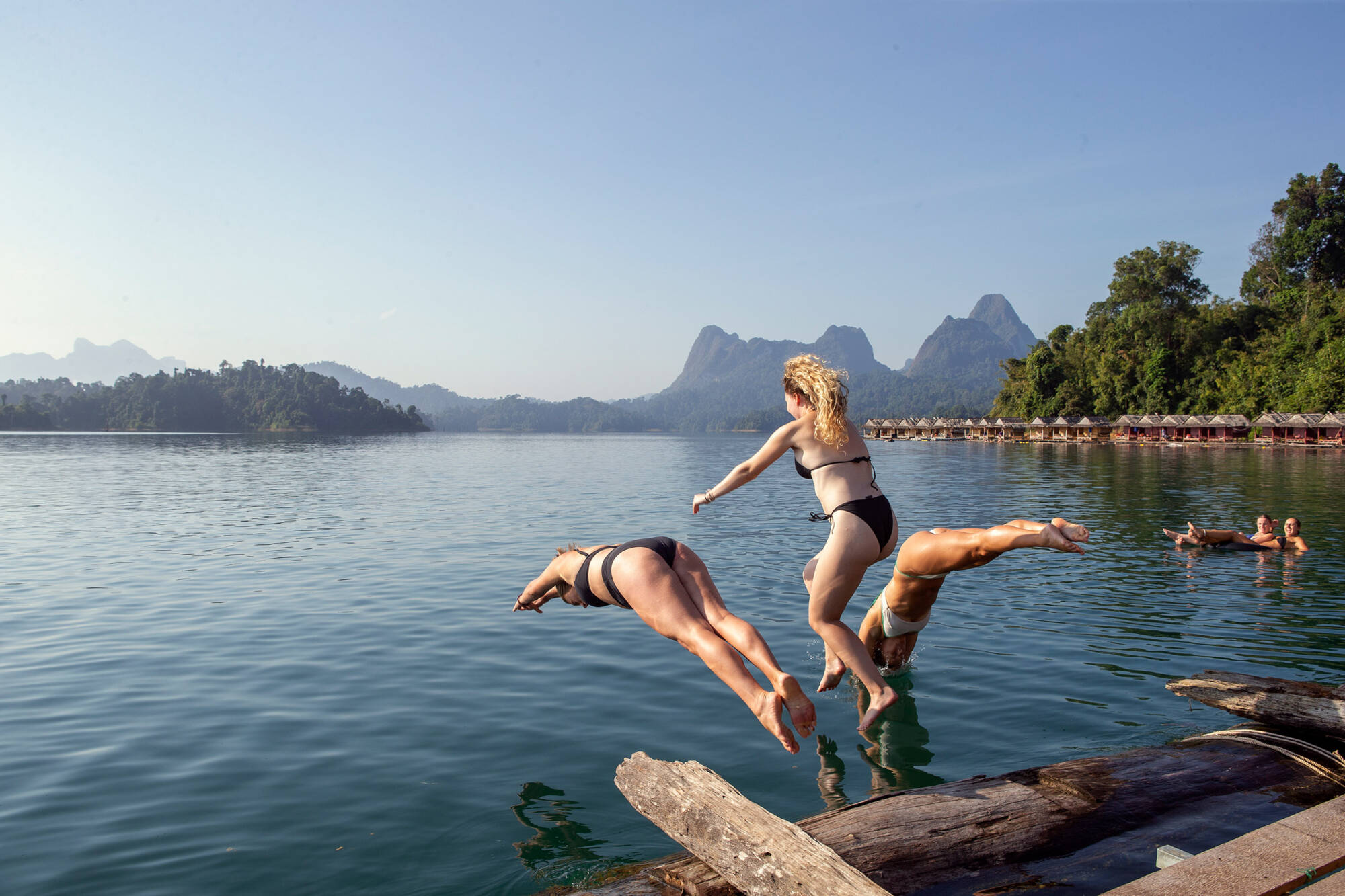 Enjoying a day out on Cheow Lan, Khao Sok lake.